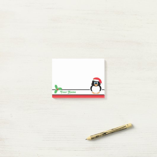 Personalisierte WeihnachtsPenguin Posten-it® Post-it Klebezettel (Auf Schreibtisch)