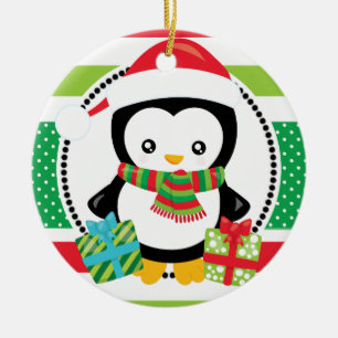 Personalisierte WeihnachtsPenguins mit Keramik Ornament