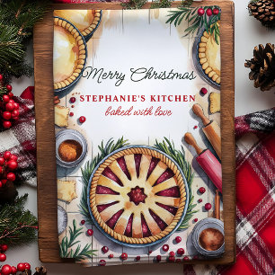 Personalisierte Weihnachtspiebackszene Geschirrtuch