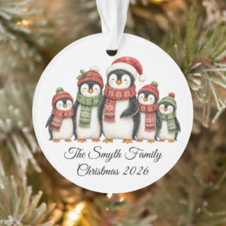 Personalisierte Weihnachtspinguinfamilie Ornament