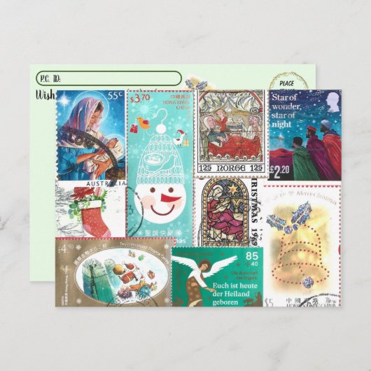 Personalisierte Weihnachtspostalische Briefmarke Postkarte (Vorne/Hinten)