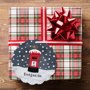 Personalisierte Weihnachtspostkasten Schneeszene Ornament Karte
