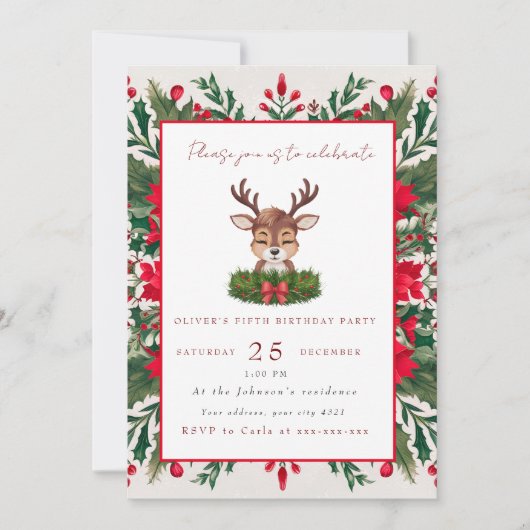 Personalisierte Weihnachtsrinder Einladung (Vorderseite)