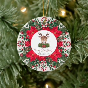 Personalisierte Weihnachtsrinder Keramik Ornament