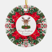 Personalisierte Weihnachtsrinder Keramik Ornament (Vorne)