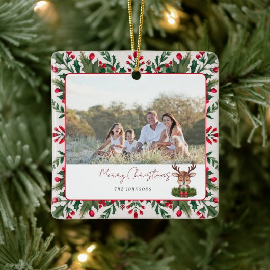 Personalisierte Weihnachtsrinder Keramikornament (Baum)