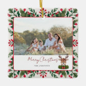 Personalisierte Weihnachtsrinder Keramikornament (Vorderseite)