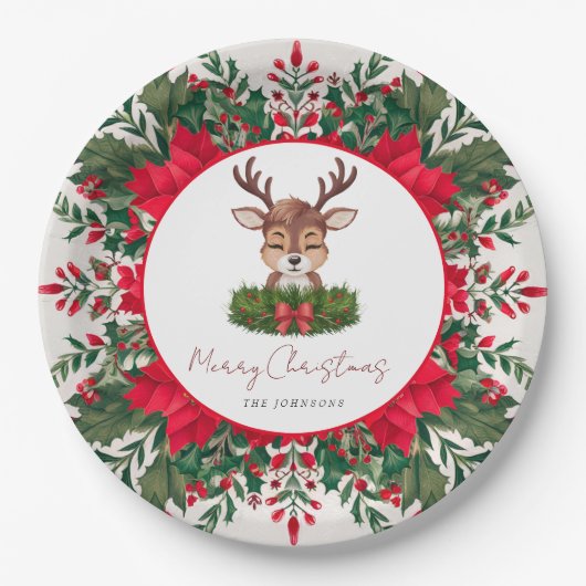 Personalisierte Weihnachtsrinder Pappteller (Vorderseite)