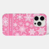 Personalisierte Weihnachtsrosa und weiße Schneeflo Case-Mate iPhone Hülle (Rückseite (Horizontal))