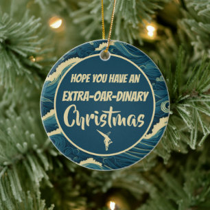 Personalisierte Weihnachtsruderkunst Keramik Ornament