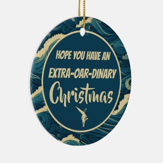 Personalisierte Weihnachtsruderkunst Keramik Ornament (Rechts)