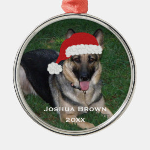 Personalisierte Weihnachtsschäferhund-Verzierung Silbernes Ornament