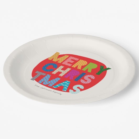 Personalisierte Weihnachtsscheibe Pappteller (Schrägansicht)