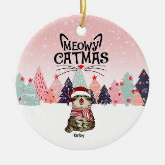 Personalisierte Weihnachtsschmuck, Meowy Xmas Keramik Ornament