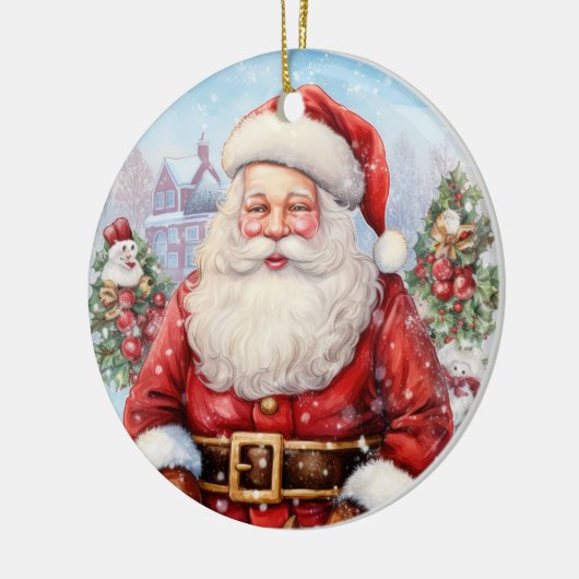 Personalisierte Weihnachtsschmuck, zweiseitig Keramik Ornament (Links)