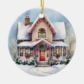 Personalisierte Weihnachtsschmuck, zweiseitig Keramik Ornament (Vorne)