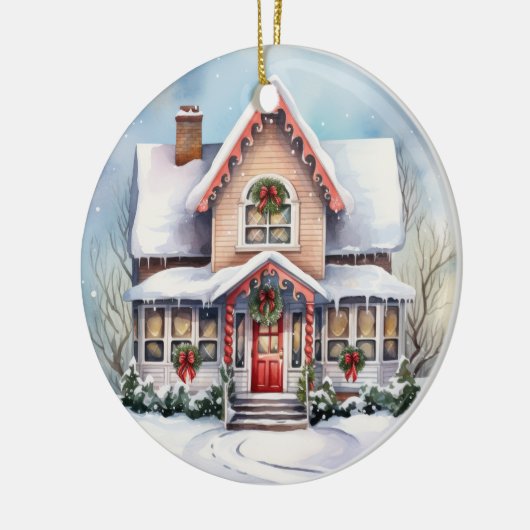 Personalisierte Weihnachtsschmuck, zweiseitig Keramik Ornament (Links)