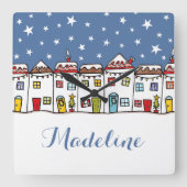 Personalisierte Weihnachtsschneedecke Quadratische Wanduhr (Vorderseite)