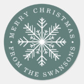 Personalisierte Weihnachtsschneeflocke Runder Aufkleber (Vorderseite)