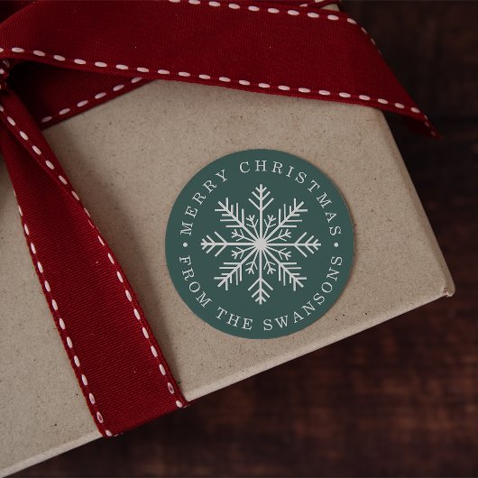 Personalisierte Weihnachtsschneeflocke Runder Aufkleber
