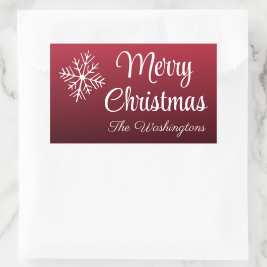 Personalisierte Weihnachtsschneeflocken-Geschenkar Rechteckiger Aufkleber (Tasche)