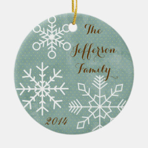 Personalisierte Weihnachtsschneeflocken Keramik Ornament