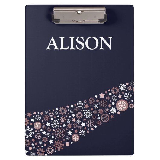 Personalisierte Weihnachtsschneeflocken Klemmbrett (Vorderseite)
