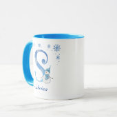 Personalisierte Weihnachtsschneeflocken Monogram S Tasse (Vorderseite Links)