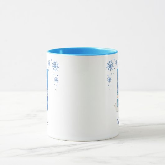Personalisierte Weihnachtsschneeflocken Monogram U Tasse (Zentrum)