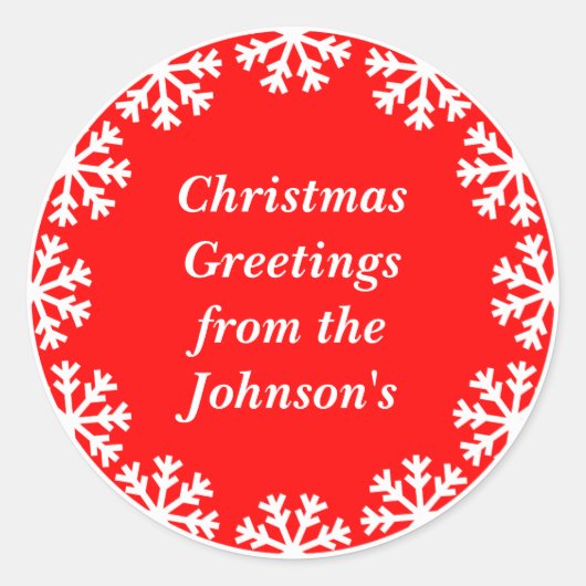 Personalisierte Weihnachtsschneeflocken Umschlag A Runder Aufkleber (Vorderseite)