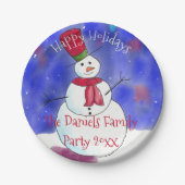 Personalisierte Weihnachtsschneemann-Party-Papierp Pappteller (Vorderseite)