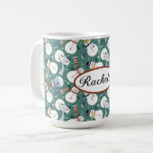 Personalisierte Weihnachtsschneemänner Kaffeetasse (Vorderseite Links)