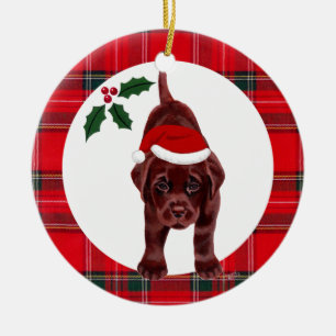 Personalisierte Weihnachtsschokolade Labrador Welp Keramik Ornament