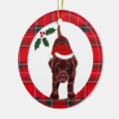 Personalisierte Weihnachtsschokolade Labrador Welp Keramik Ornament (Links)