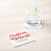 Personalisierte Weihnachtssegmente Rot und Weiß Rechteckiger Pappuntersetzer (Vor Ort)