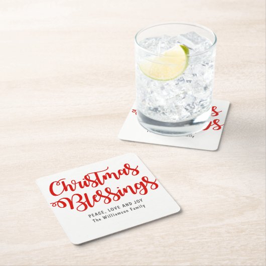 Personalisierte Weihnachtssegmente Rot und Weiß Rechteckiger Pappuntersetzer (Vor Ort)