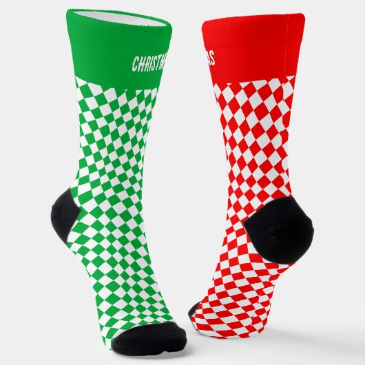 Personalisierte Weihnachtssocken, grün / rot Socken (Gewinkelt)