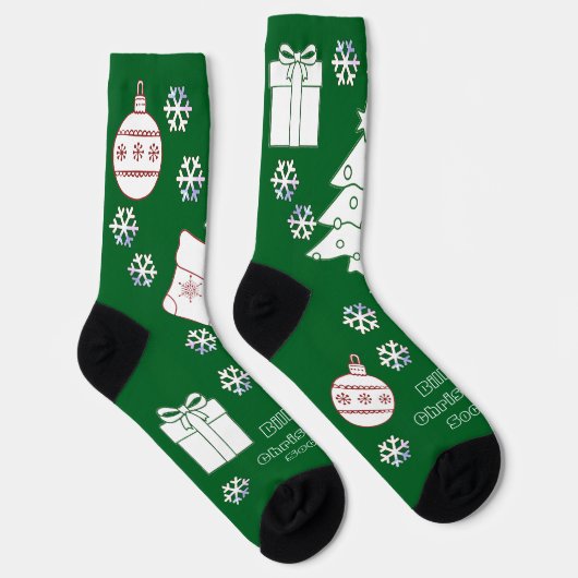 Personalisierte Weihnachtssocken - Grün Socken (Rechts)