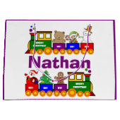 Personalisierte Weihnachtsspielzeugbahn Große Geschenktüte (Vorderseite)