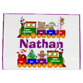Personalisierte Weihnachtsspielzeugbahn Große Geschenktüte (Rückseite)