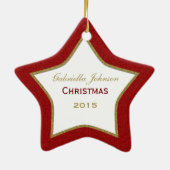 Personalisierte Weihnachtsstern-Verzierung Keramikornament (Hinten)