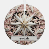 Personalisierte Weihnachtssterndekoration mit Rosa Ornament Aus Glas (Rückseite)