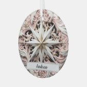 Personalisierte Weihnachtssterndekoration mit Rosa Ornament Aus Glas (Vorderseite links)