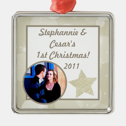 Personalisierte Weihnachtssterne Silbernes Ornament (Vorne)