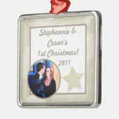 Personalisierte Weihnachtssterne Silbernes Ornament (Links)