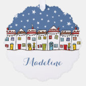 Personalisierte Weihnachtsstraße Schneeszene Ornament Karte (Vorderseite)