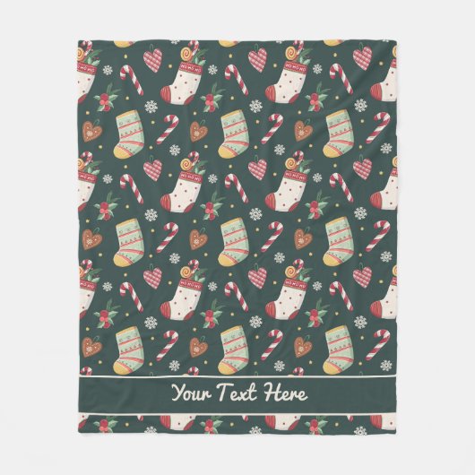 Personalisierte Weihnachtsstrumpf Fleecedecke (Vorderseite)