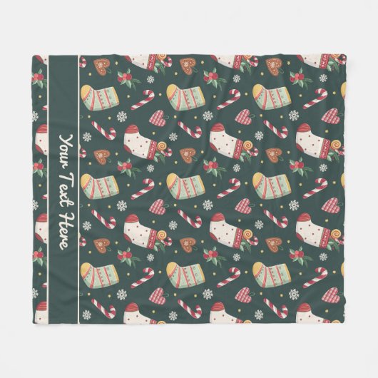 Personalisierte Weihnachtsstrumpf Fleecedecke (Vorderseite (Horizontal))
