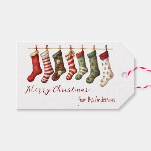 Personalisierte Weihnachtsstrümpfe Geschenkanhänger (Vorderseite (Horizontal))