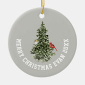 Personalisierte Weihnachtsszene mit Wolf Art Keramik Ornament (Vorne)